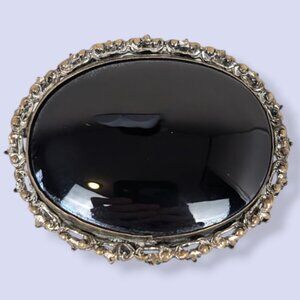 Vintage Onyx Oval Brooch